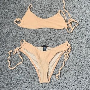 XS L.A. Hearts Coral/Tan 2 piece bathing suit.